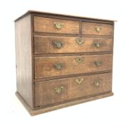 19th century oak chest of two short and three long graduated drawers, (Adapted) W86cm, H72cm,