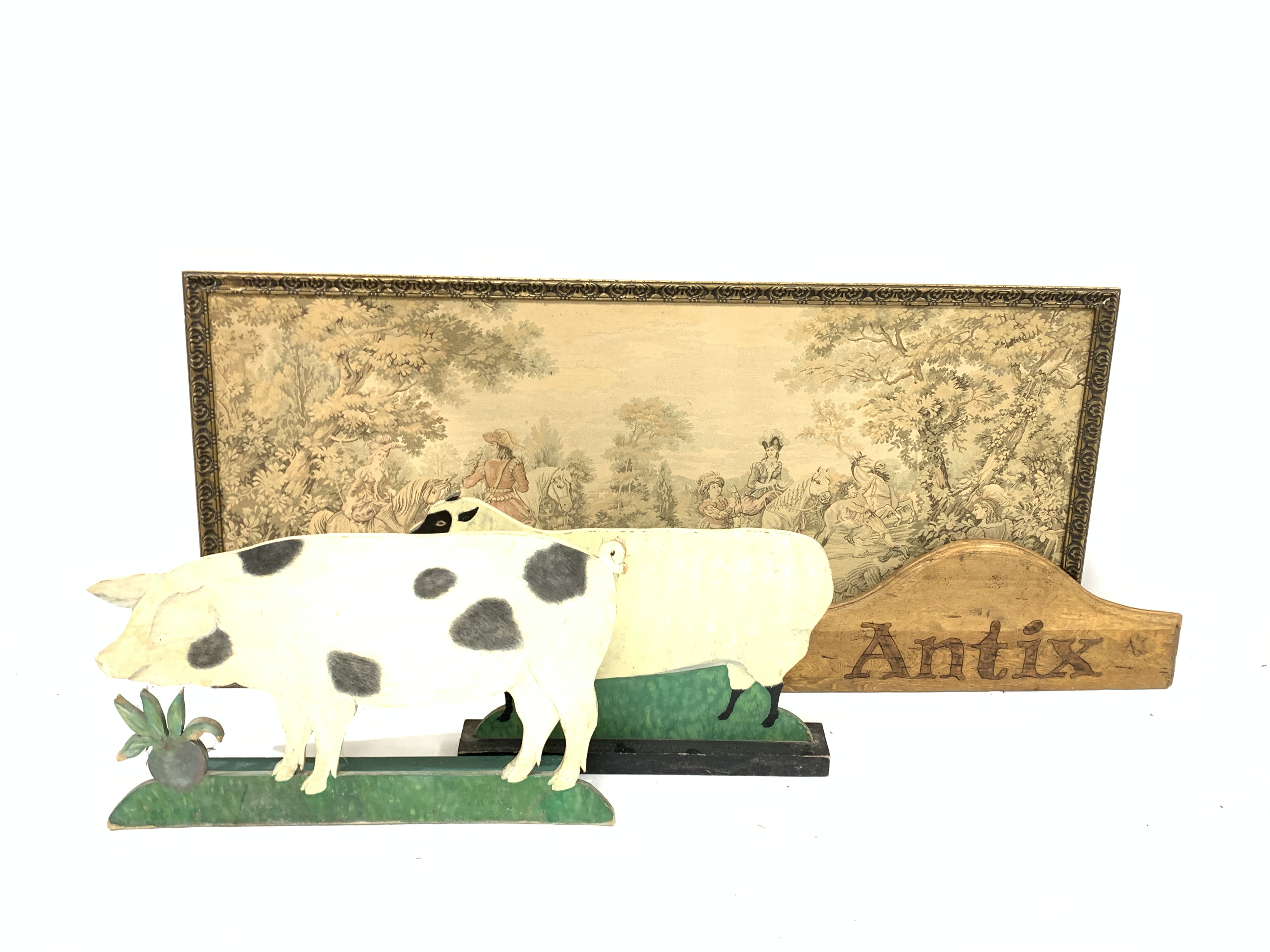Pair of painted animal dummy boards L78cm,