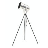 Modern theatre type light on telescopic tripod base,