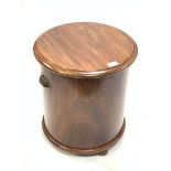 Victorian mahogany cylindrical night commode with porcelain liner,