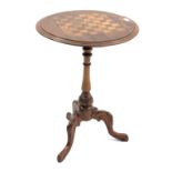 Victorian walnut pedestal occasional games table,