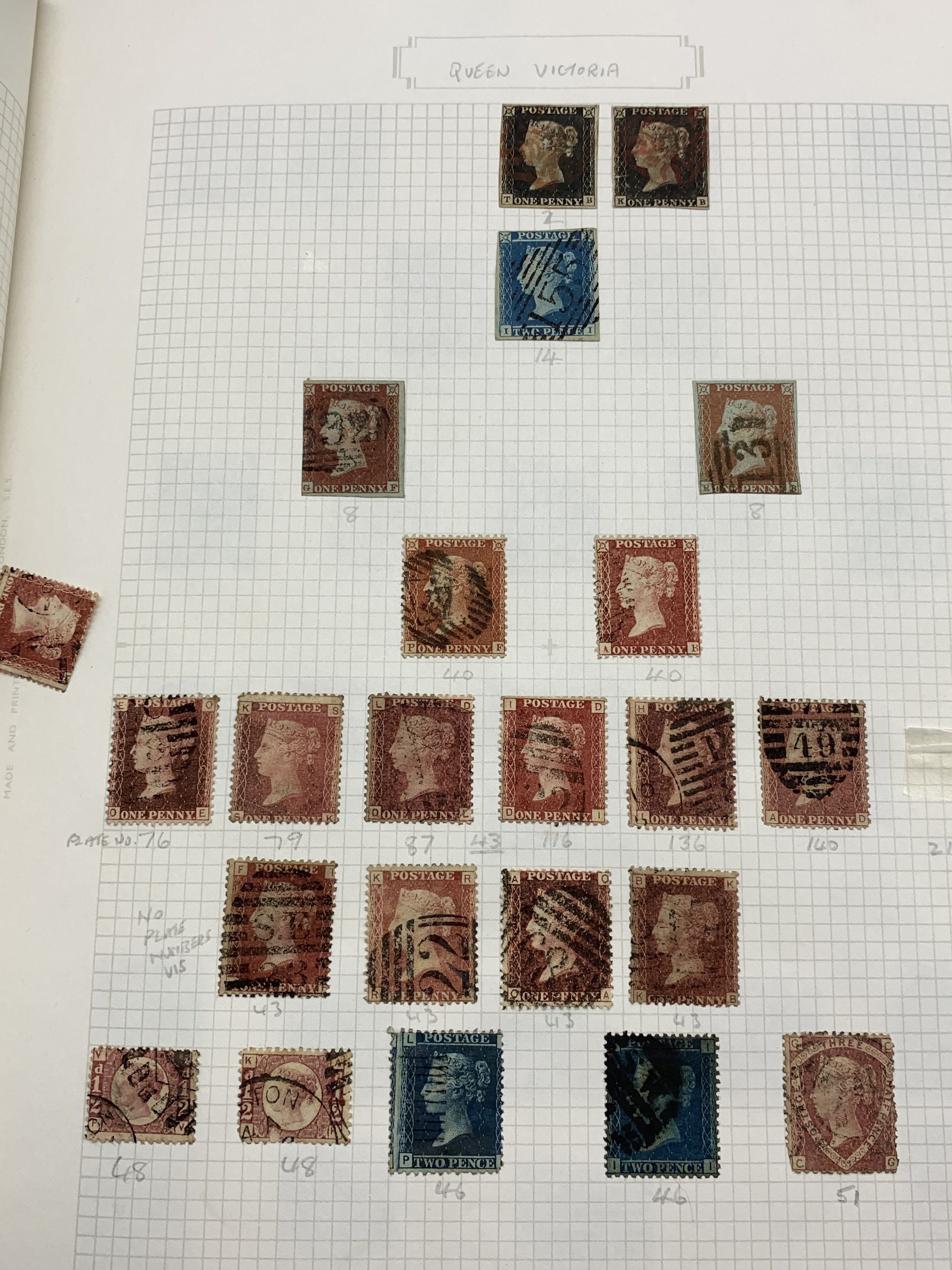 Collection of Queen Victoria and later Great British and World stamps including two QV penny black - Image 2 of 2