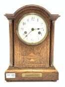Early 20th century inlaid oak cased mantle clock,