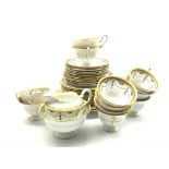 Shelley tea set decorated with garlands within a key pattern border comprising twelve cups and