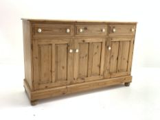 Late 20th century waxed pine dresser base in the Victorian style,
