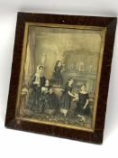 Mid 19th Century English School - watercolour of a family group of mother and four daughters in a