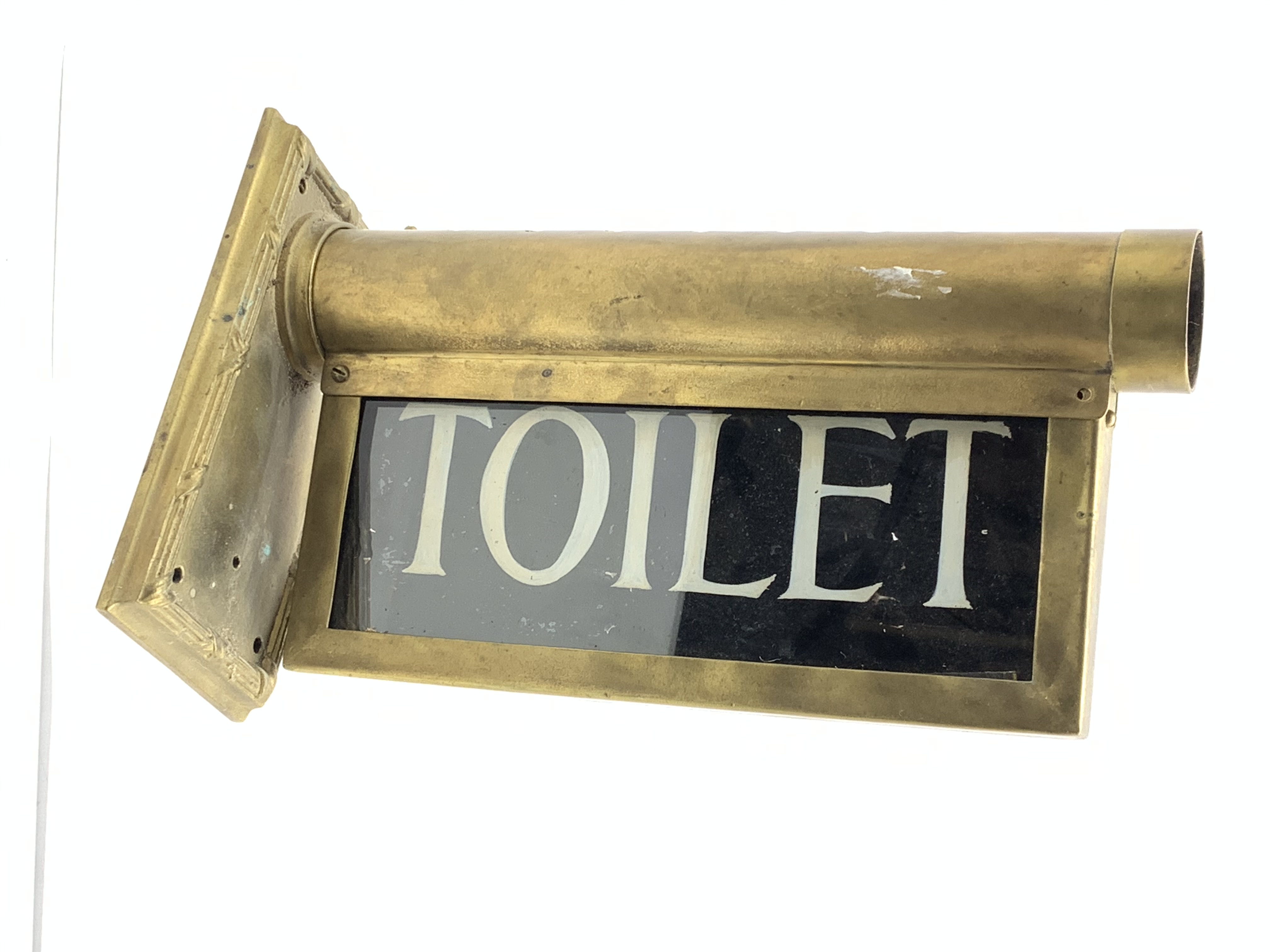 'Internalite' illuminated brass sign 'Toilet' with glazed panel L28cm Condition Report &