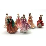 Royal Doulton figure 'Top o' The Hill' HN 1834 and five others comprising 'Danielle' HN 3868,