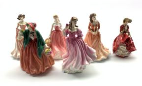 Royal Doulton figure 'Top o' The Hill' HN 1834 and five others comprising 'Danielle' HN 3868,