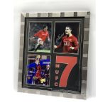 Framed 'MUFC 7' display with signed images of footballers Conta,
