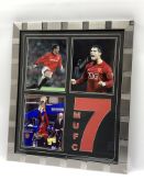 Framed 'MUFC 7' display with signed images of footballers Conta,