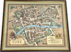 After Estra Clark (British 1904-1993): 'Historic York', colour map pub. Ben Johnson & Co