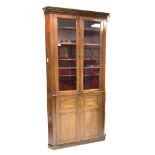 19th century mahogany floor standing corner cupboard,