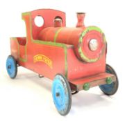 Child's Leeway pedal car modelled as a steam engine, the side reading 'PE 125.