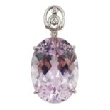 18ct white gold kunzite pendant