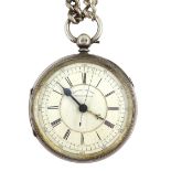 Edwardian silver Centre Seconds Chronograph pocket watch by H Lichtenstein Manchester No.148545, ca