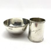 Silver christening cup and bowl, the cup inscribed 'Catherine' by Walker & Hall, Sheffield 1928, ap