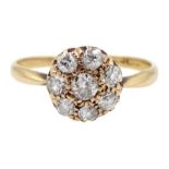 Gold old cut diamond cluster ring, stamped 18ct