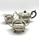 Three piece silver tea service on four hoof feet by Gorham Manufacturing Co, Birmingham 1919, appro