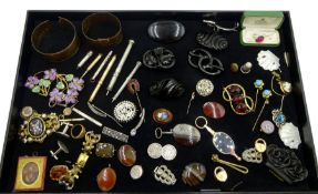 Collection of Victorian and later jewellery including Victorian jet brooches, gold opal and diamond