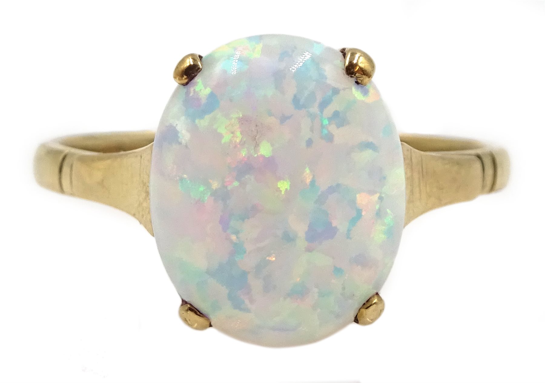 Gold oval opal ring, stamped 9ct