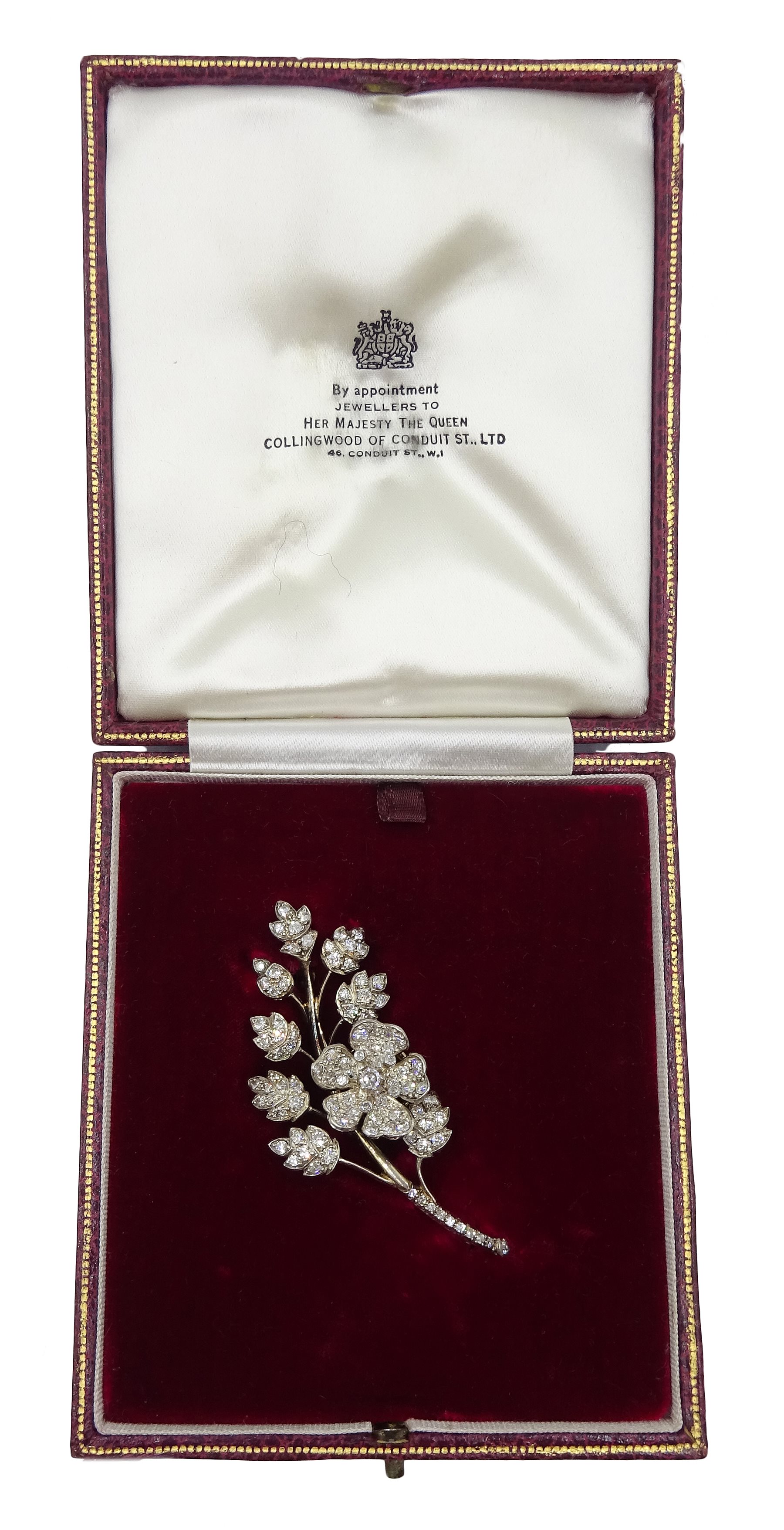 Gold and silver old cut diamond trembleuse spray flower brooch, retailed by Collingwood of Conduit - Image 2 of 5