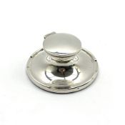 Silver circular inkwell with hinged cover Birmingham 1912