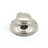 Silver circular inkwell with hinged cover Birmingham 1912