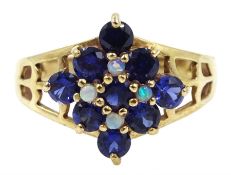 9ct gold sapphire and opal ring, hallmarked