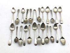 Five early 19th Century silver tea spoons and various other 19th Century silver tea spoons etc appr