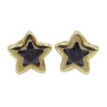 pair of 9ct gold sapphire star stud earrings, stamped 9K