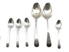 Pair of George III Old English pattern silver table spoons London 1802/1803 Maker Peter, Ann and Wi