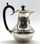 Silver vase shape hot water jug with black handle and lift Birmingham 1931 Maker William Adams 15oz
