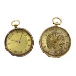 Two continental 18ct gold ladies pocket watches, one stamped K18 the other tested