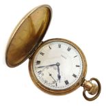 Rolex early 20th century full hunter gold-plated pocket watch, case by Dennision