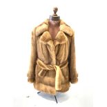 Tan coloured female mink Italian jacket with belt by Pellicceria Dacia, approx. size 12 - 16