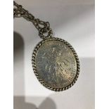18th Century silver oval medallion inscribed 'To Major Sir Richard Worsley for services 1778', the