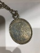 18th Century silver oval medallion inscribed 'To Major Sir Richard Worsley for services 1778', the