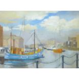 Anne Williams (British 20th century): 'Hull Marina', oil on board signed, titled on label verso 28c