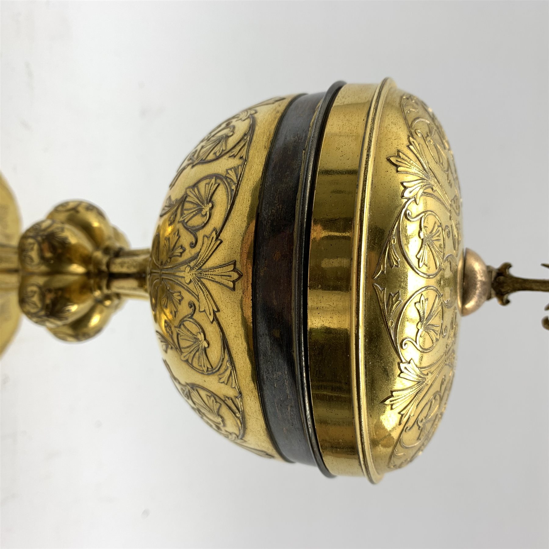 19th century gilt metal Ciborium, silver-gilt interior, cross finial, relief foliate design on knop - Image 3 of 13