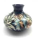 Moorcroft Paradise Fruit pattern squat vase designed by Nicola Slaney, limited edition no. 63/250,