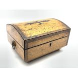 19th century birdseye maple cushion shape box, the domed hinged cover crossbanded in rosewood and w