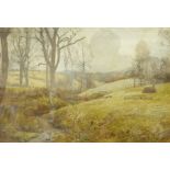 John William North (British 1842-1924): Idyllic River Landscape, watercolour scratch signed