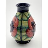 Moorcroft Rose pattern baluster vase designed by Sally Tuffin H20cm