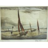 Edward Bouverie-Hoyton (British 1900-1988): 'Gybing Round the Mark', drypoint etching No.1/100, sig