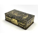 Victorian Bryant & May tin rectangular matchbox, decorated with Chinese figure in an interior, 9.5