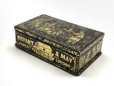 Victorian Bryant & May tin rectangular matchbox, decorated with Chinese figure in an interior, 9.5