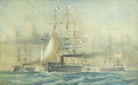 English School (19th century): 'The French Fleet', watercolour signed with monogrammed, titled and