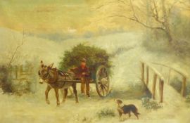 Wilson Hepple (British 1853-1937): Gathering the Holly, oil on canvas indistinctly signed 50cm x 75