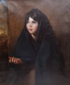 Thomas Hartley (British fl.1820-1860): Portrait of an Irish Peasant Girl, oil on canvas signed